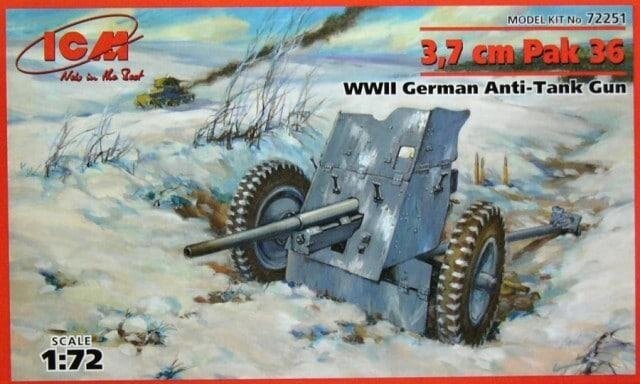 3,7 Cm Pak 36 Німецька протитанкова гармата ІІ М. В. 1/72 ICM 72251 від компанії Хоббінет - збірні моделі - фото 1