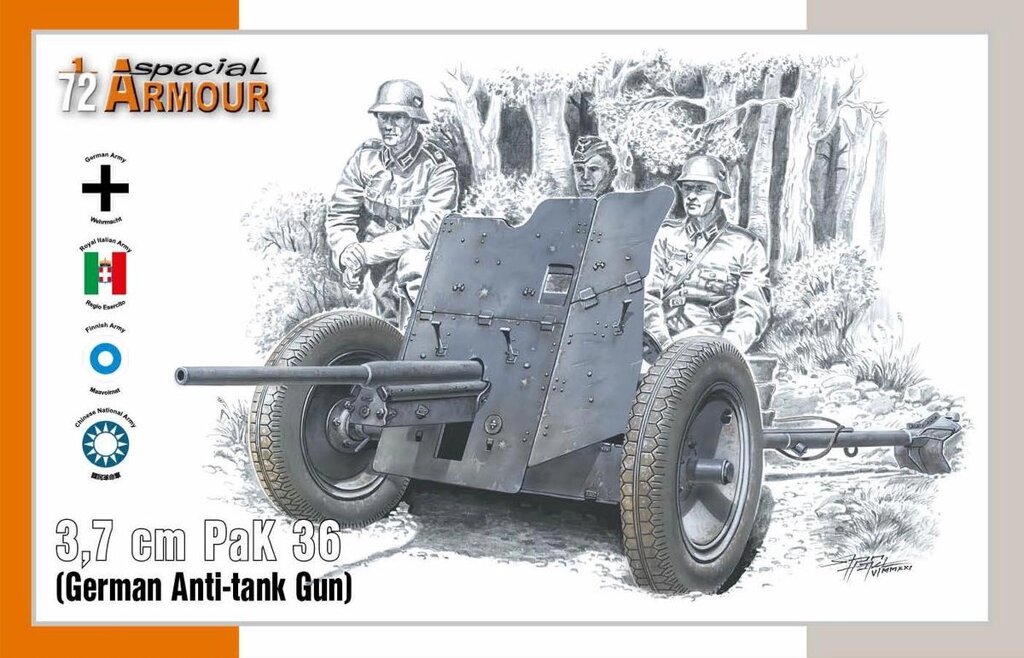 3,7 Cm Pak 36 Німецька протитанкова гармата ІІ М. В. 1/72 SPECIAL HOBBY SA72024 від компанії Хоббінет - збірні моделі - фото 1