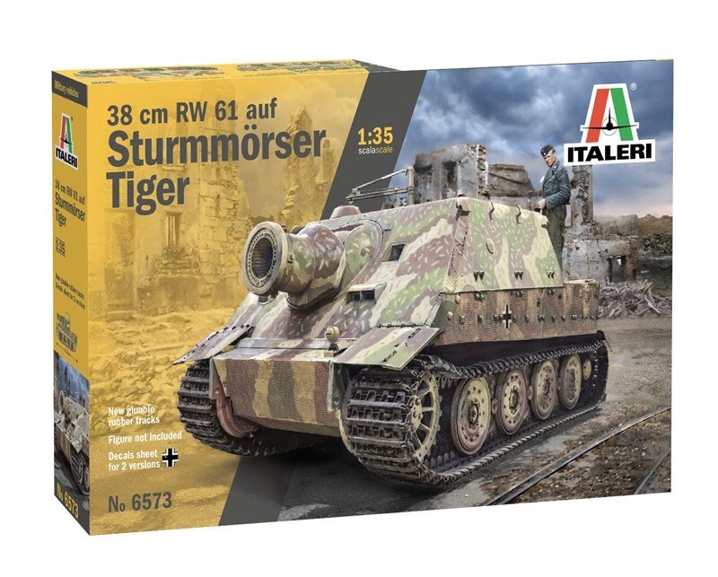 38 Cm RW 61 auf STURMMORSER TIGER. Збірна модель штурмового знаряддя. 1/35 ITALERI 6573 від компанії Хоббінет - збірні моделі - фото 1