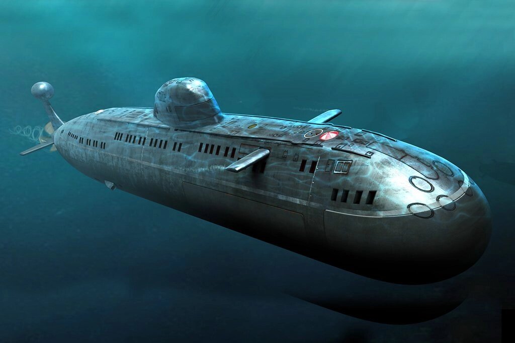 671РТМ «Щука». Збірна модель радянського атомного підводного човна в масштабі 1/350. HOBBY BOSS 83529 від компанії Хоббінет - збірні моделі - фото 1