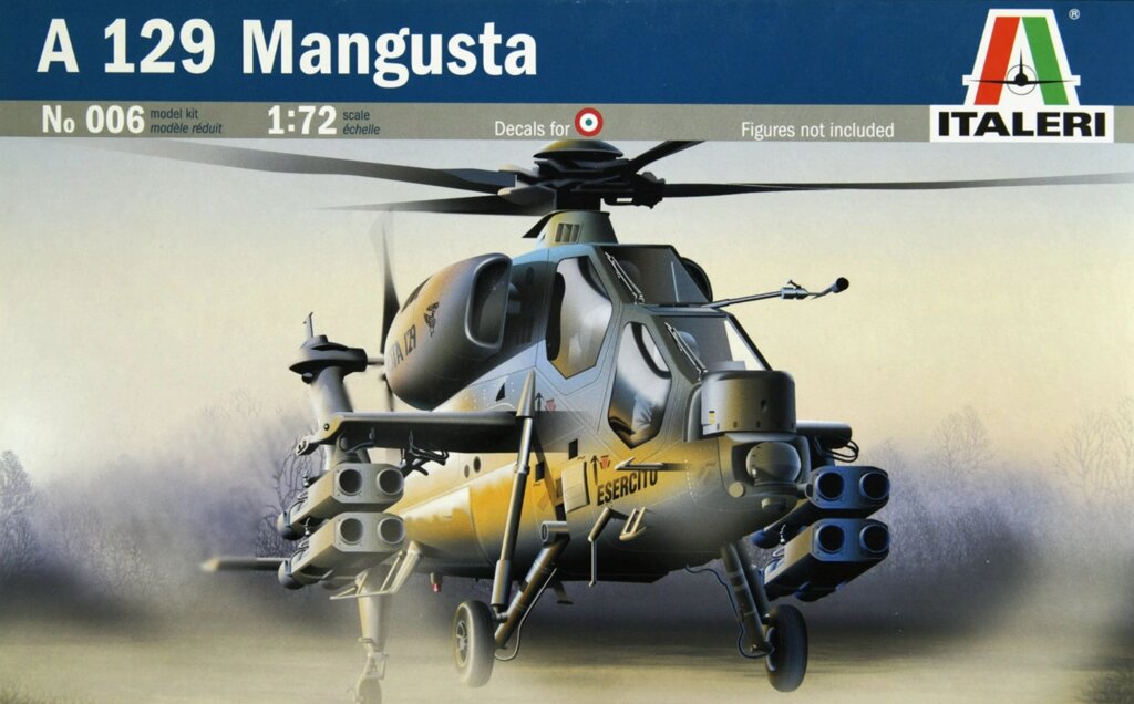 A-129 MANGUSTA. Збірна модель військового вертольота в масштабі 1/72. ITALERI 006 від компанії Хоббінет - збірні моделі - фото 1