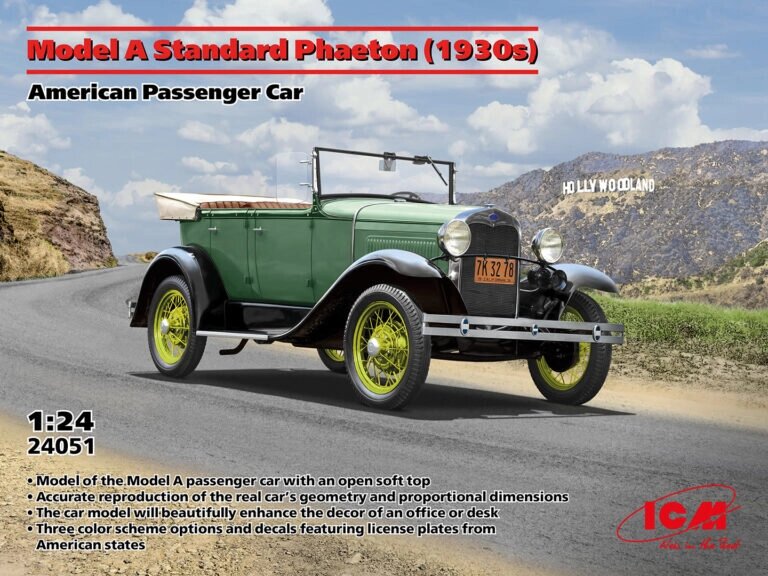 A Standard Phaeton (1930-ті роки). Збірна модель у масштабі 1/24. ICM 24051 від компанії Хоббінет - збірні моделі - фото 1