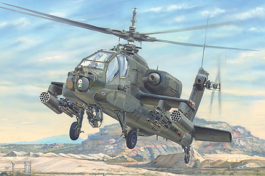 AH-64A Apache рання версія. Модель вертольота у масштабі 1/35. TRUMPETER 05114 від компанії Хоббінет - збірні моделі - фото 1