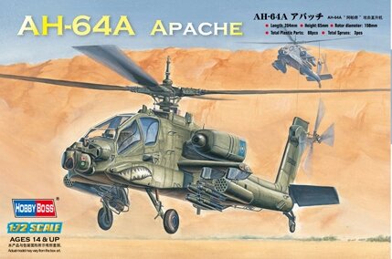 AH-64A Apache. Збірна модель вертольота в масштабі 1/72. HOBBY BOSS 87218 від компанії Хоббінет - збірні моделі - фото 1