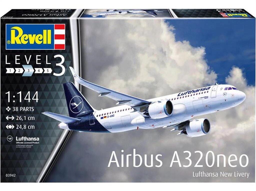 Airbus A320neo Lufthansa. Сборная модель пассажирского самолета. 1/144 REVELL 03942 ##от компании## Хоббинет - сборные модели - ##фото## 1