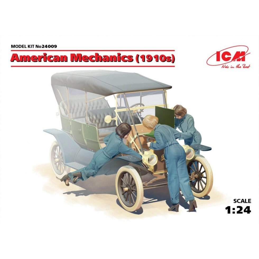 Американські механіки (1910 г.). Набір пластикових фігурок в масштабі 1/24. ICM 24009 від компанії Хоббінет - збірні моделі - фото 1