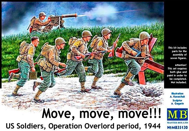 Американські солдати, період Операції «Оверлорд», 1944. Набір фігурок в масштабі 1/35. MASTER BOX 35130 від компанії Хоббінет - збірні моделі - фото 1