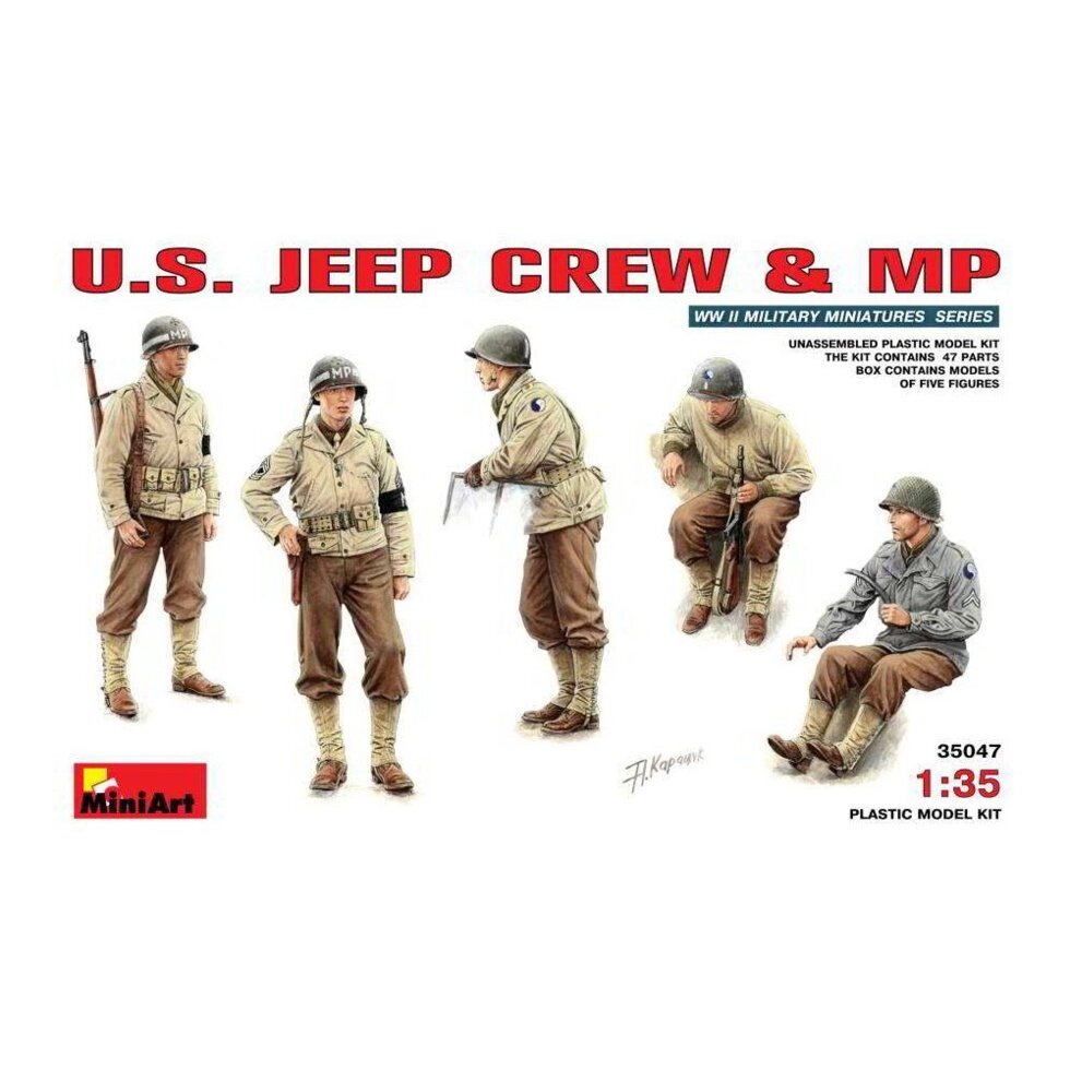 Американський екіпаж джипа і військова поліція. Набір пластикових фігур. 1/35 MINIART 35047 від компанії Хоббінет - збірні моделі - фото 1