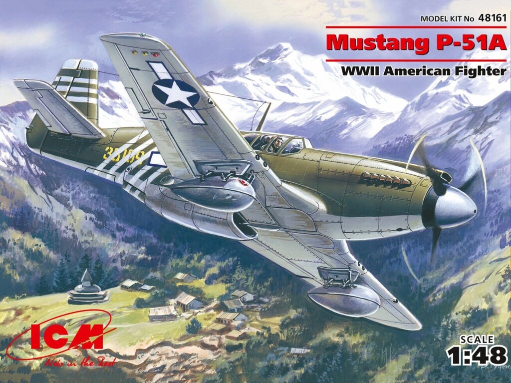 Американський літак Mustang P-51A. Збірна модель в масштабі 1/48. ICM 48161 від компанії Хоббінет - збірні моделі - фото 1