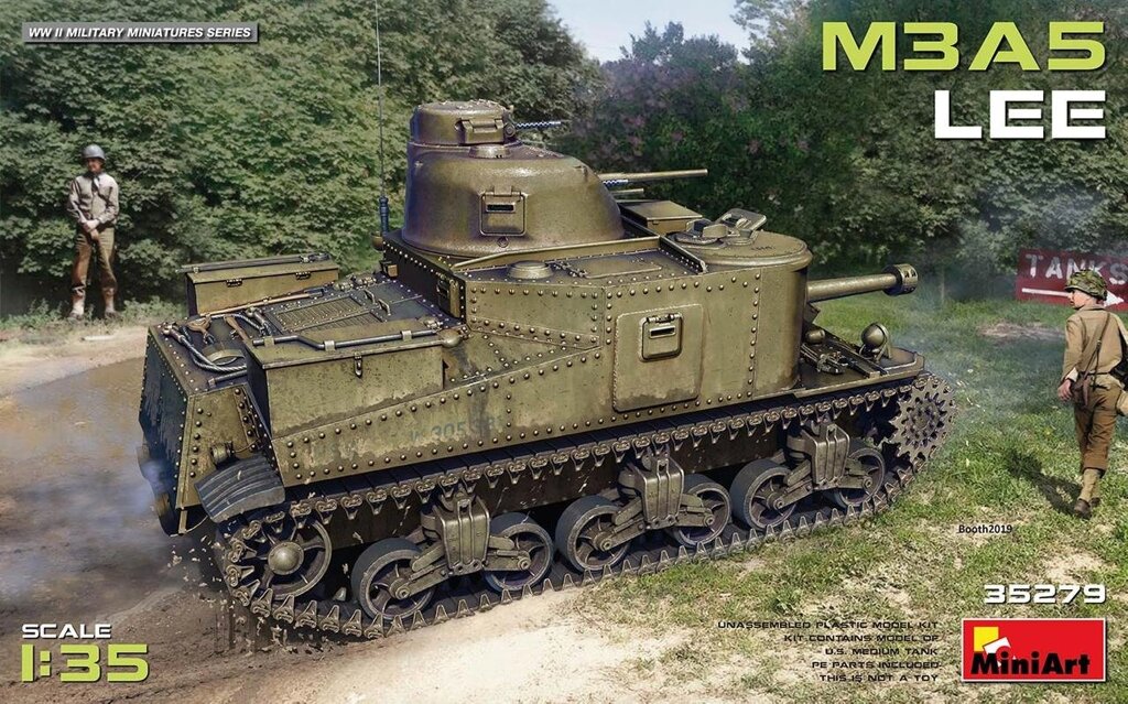 Американський середній танк M3A5 Lee. Збірна модель танка в масштабі 1/35. MINIART 35279 від компанії Хоббінет - збірні моделі - фото 1