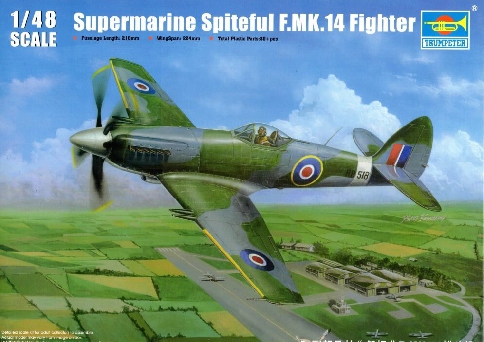 Англійська літак Supermarine Spiteful F. MK.14. Збірна модель літака в масштабі 1/48. TRUMPETER 02850 від компанії Хоббінет - збірні моделі - фото 1