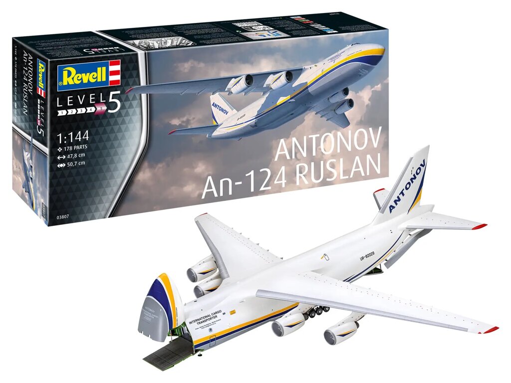 Антонов Ан-124 Руслан. Збірна модель літака у масштабі 1/144. REVELL 03807 від компанії Хоббінет - збірні моделі - фото 1