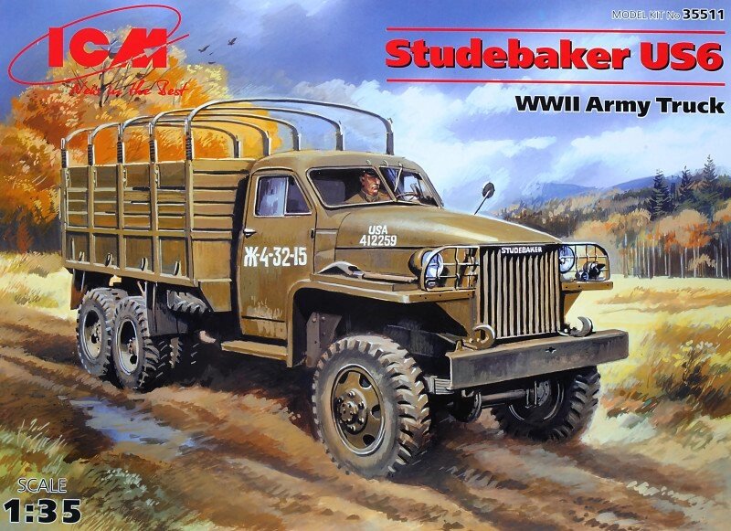 Армійський вантажний автомобіль II МВ Studebaker US6. 1/35 ICM 35511 від компанії Хоббінет - збірні моделі - фото 1