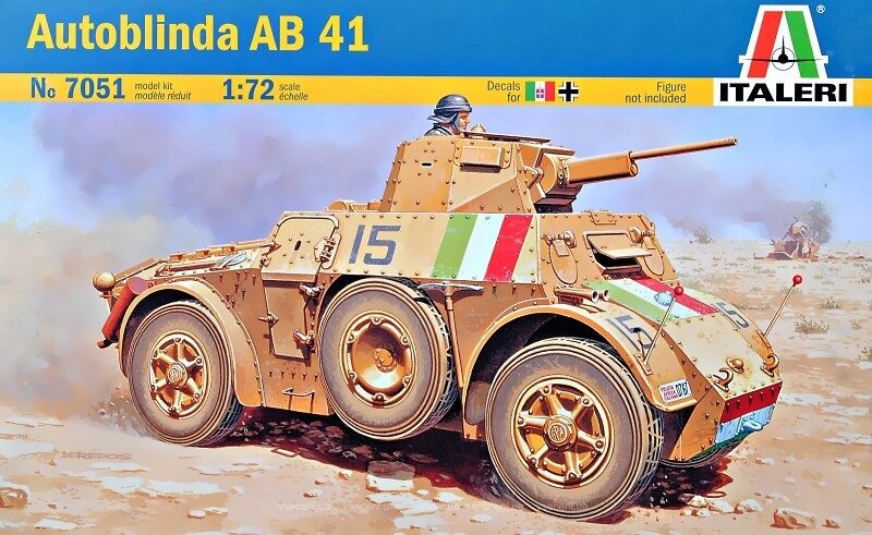 Autoblinda AB 41. Збірна модель бронеавтомобіля. 1/72 ITALERI 7051 від компанії Хоббінет - збірні моделі - фото 1