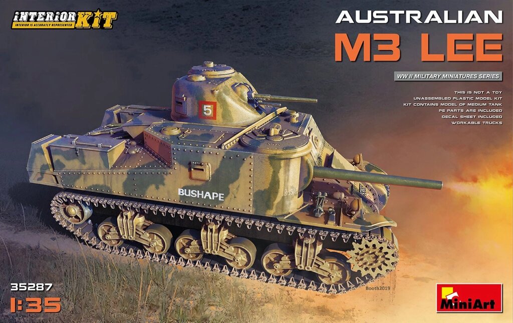 Австралійський М3 "Лі" з інтер'єром. Збірна модель. 1/35 MINIART 35287 від компанії Хоббінет - збірні моделі - фото 1