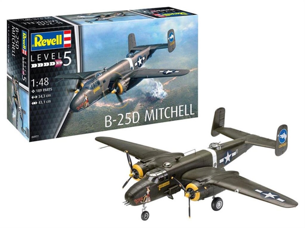 B-25D Mitchell. Збірна модель бомбардувальника. 1/48 REVELL 04977 від компанії Хоббінет - збірні моделі - фото 1