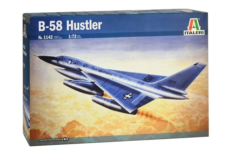 B-58 HUSTLER. Збірна модель американського бомбардувальника в масштабі 1/72. ITALERI 1142 від компанії Хоббінет - збірні моделі - фото 1