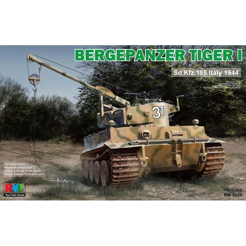Bergepanzer Tiger I. Збірна модель танка у масштабі 1/35. RFM RM-5008 від компанії Хоббінет - збірні моделі - фото 1