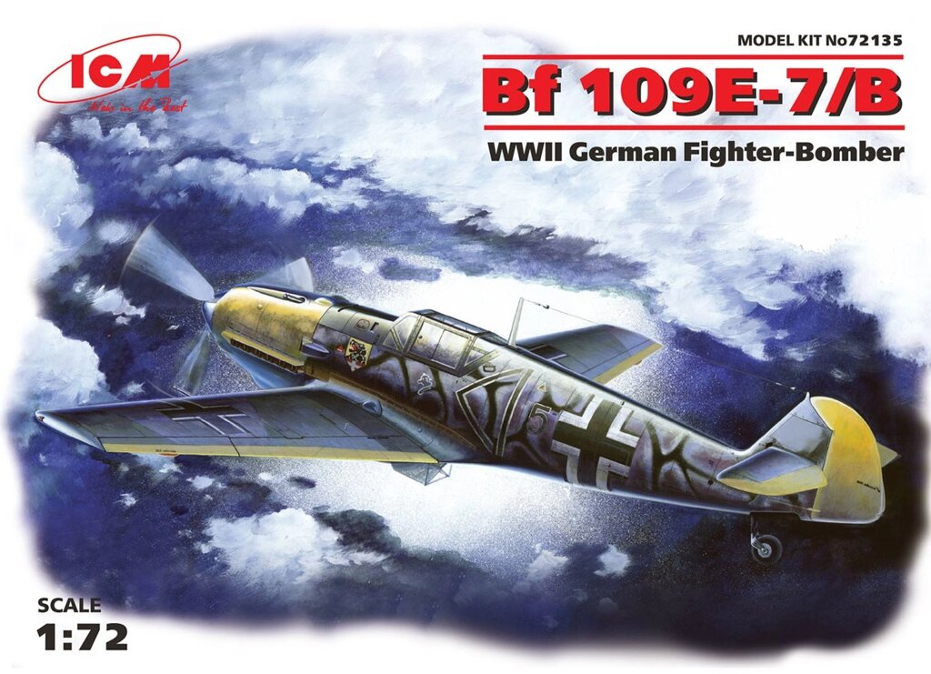 BF 109E-7 / B. Збірна модель німецького істербітеля-бомбардувальника в масштабі 1/72. ICM 72135 від компанії Хоббінет - збірні моделі - фото 1