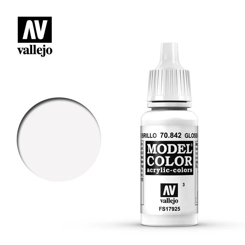 Біла глянцева фарба для збірних моделей, 17 мл. VALLEJO MODEL COLOR 70842 від компанії Хоббінет - збірні моделі - фото 1
