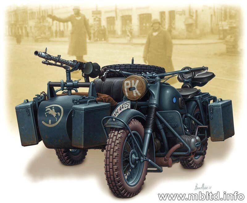 BMW R75, пластикова модель німецького мотоцикла в масштабі 1/35. MASTER BOX 3528 від компанії Хоббінет - збірні моделі - фото 1