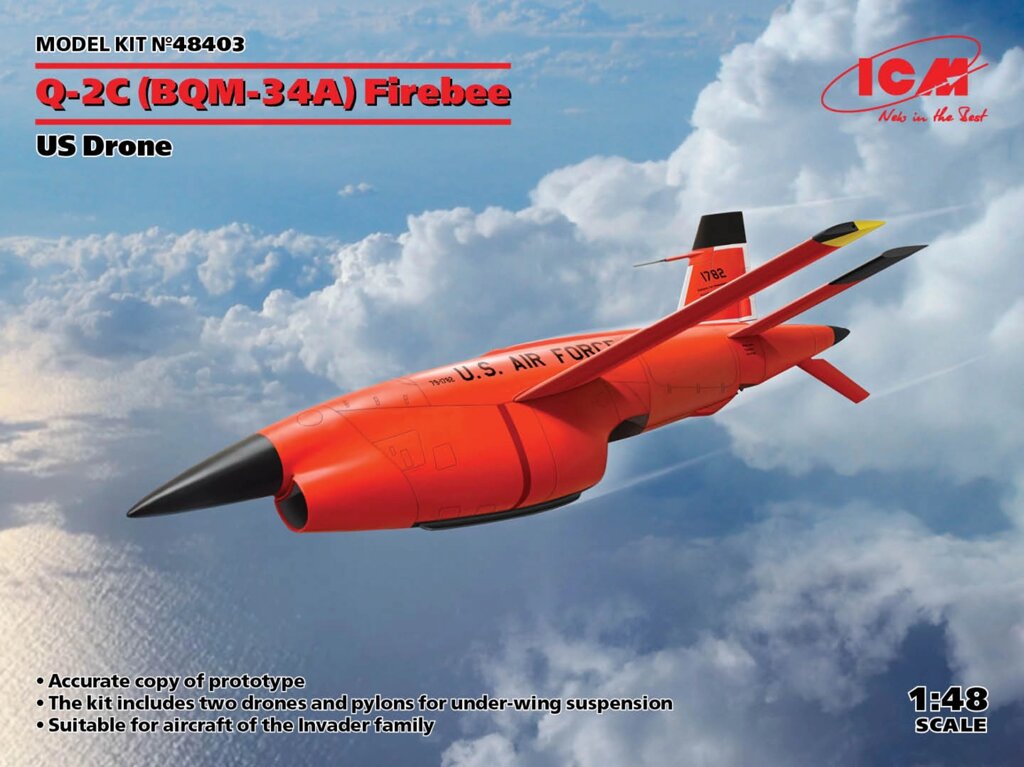 BQM-34А (Q-2C) Firebee Американський безпілотний літак. Збірна модель літака в масштабі 1/48. ICM 48403 від компанії Хоббінет - збірні моделі - фото 1