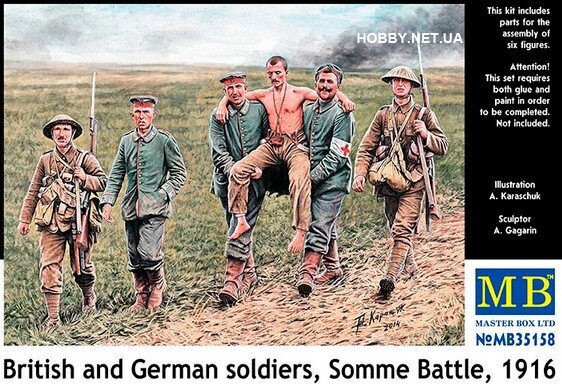 Британські та німецькі солдати, Битва на Соммі, 1916. 1/35 MASTER BOX 35158 від компанії Хоббінет - збірні моделі - фото 1