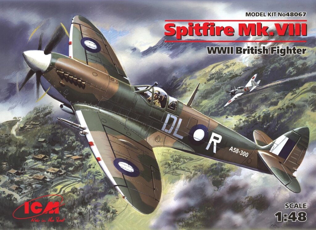 Британський винищувач Spitfire Mk. VIII. Збірна модель літака в масштабі 1/48. ICM 48067 від компанії Хоббінет - збірні моделі - фото 1