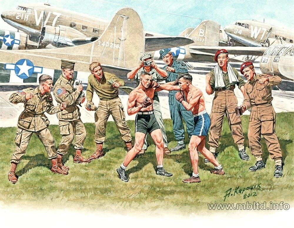 British and American Paratroopers Friendly Boxing Match. 1/35 MASTER BOX 35150 від компанії Хоббінет - збірні моделі - фото 1