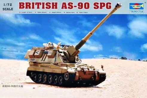 British AS-90 SPG. Збірна модель британської САУ у масштабі 1/72. TRUMPETER 07221 від компанії Хоббінет - збірні моделі - фото 1