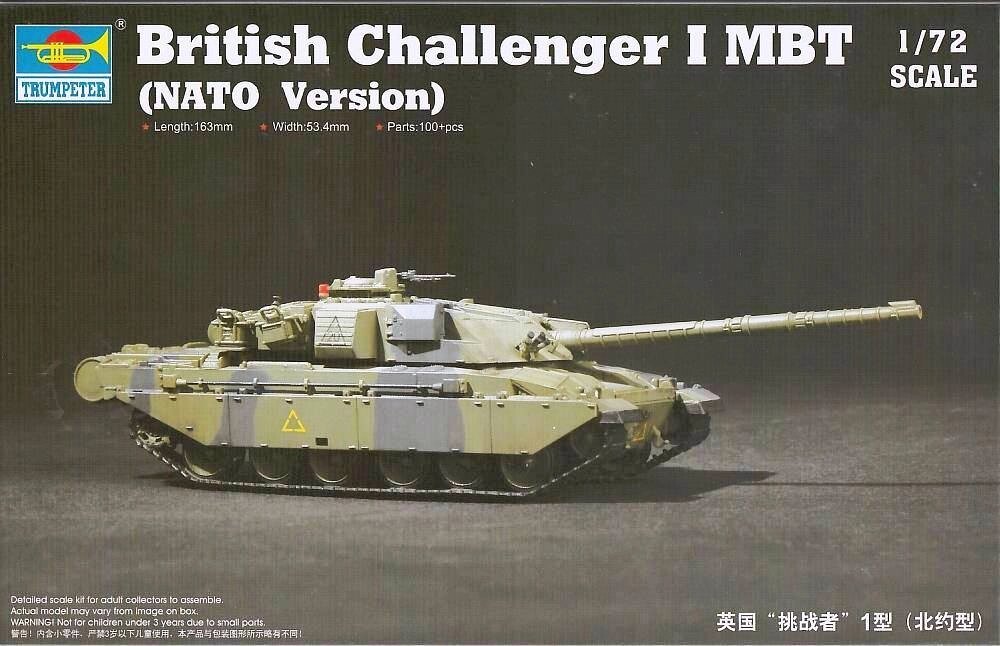 British Challenger I MBT (NATO Version). Збірна модель танка у масштабі 1/72. TRUMPETER 07106 від компанії Хоббінет - збірні моделі - фото 1