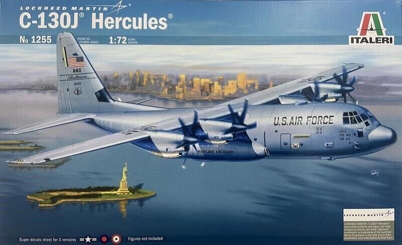 C-130J HERCULES. Збірна модель військово-транспортного літака у масштабі 1/72. ITALERI 1255 від компанії Хоббінет - збірні моделі - фото 1