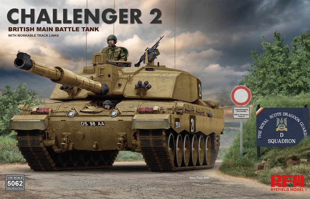 Challenger 2 з робочими траками. Збірна модель танка в масштабі 1/35. RFM RM-5062 від компанії Хоббінет - збірні моделі - фото 1