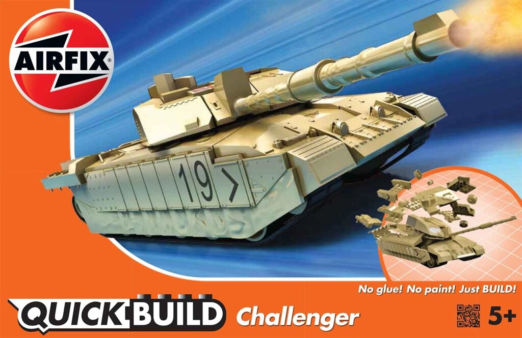 Challenger Tank. ШВИДКА ЗБІРКА БЕЗ клею. AIRFIX J6010 від компанії Хоббінет - збірні моделі - фото 1