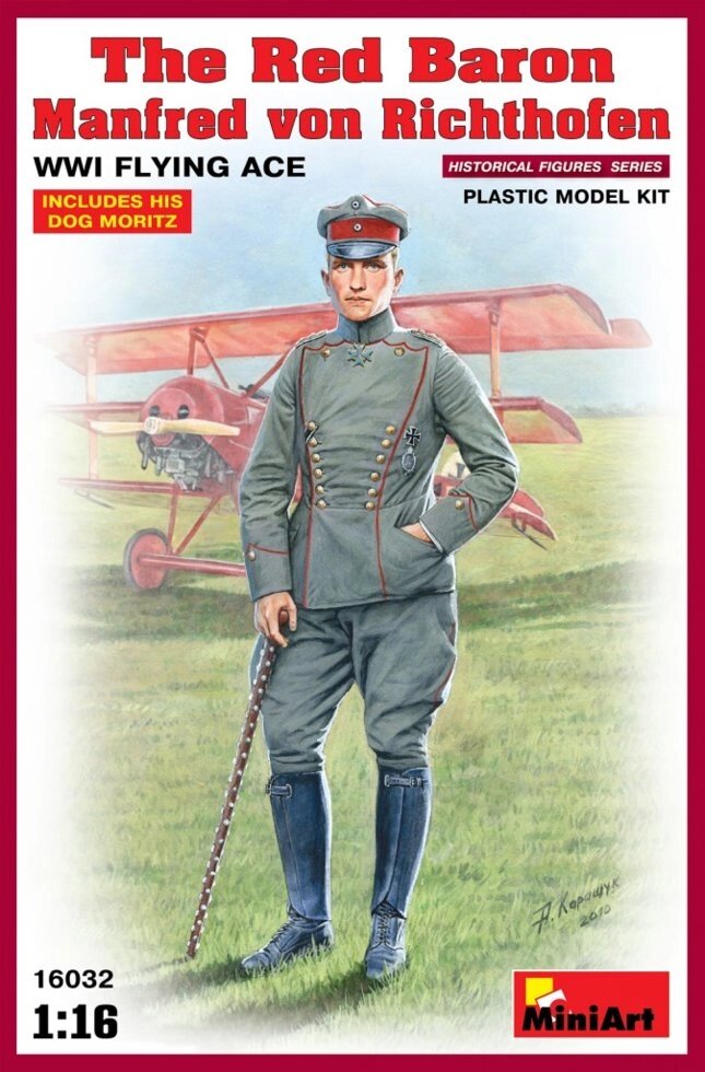 "Червоний Барон" Манфред фон Ріхтгофен льотчик-ас Першої світової війни. Фігура в масштабі 1/16. MINIART 16032 від компанії Хоббінет - збірні моделі - фото 1