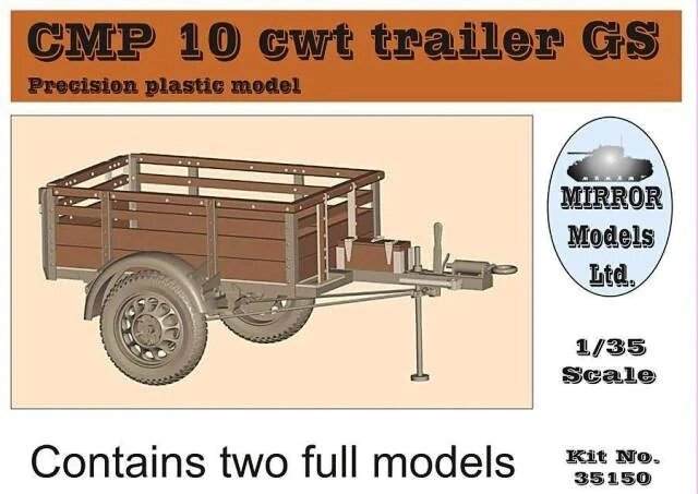 CMP 10 cwt trailer GS. Автомобільний причіп (в комплекті 2 моделі!) В масштабі 1/35. MIRROR MODELS 35150 від компанії Хоббінет - збірні моделі - фото 1