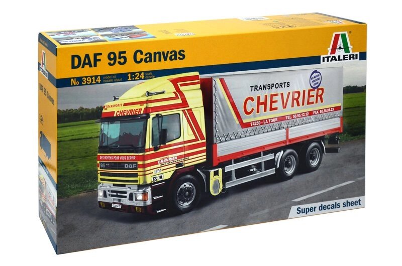 DAF 95 Canvas Transports Chevrier. Збірна модель вантажного тягача в масштабі 1/24. ITALERI 3914 від компанії Хоббінет - збірні моделі - фото 1