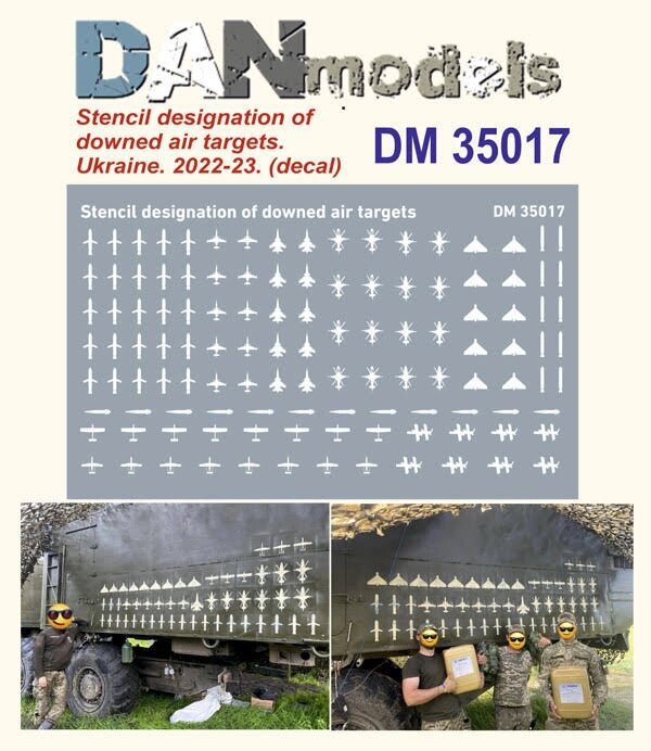 Декаль Позначки збитих повітряних цілей, Україна 2022-2023 р. DANMODELS DM35017 від компанії Хоббінет - збірні моделі - фото 1