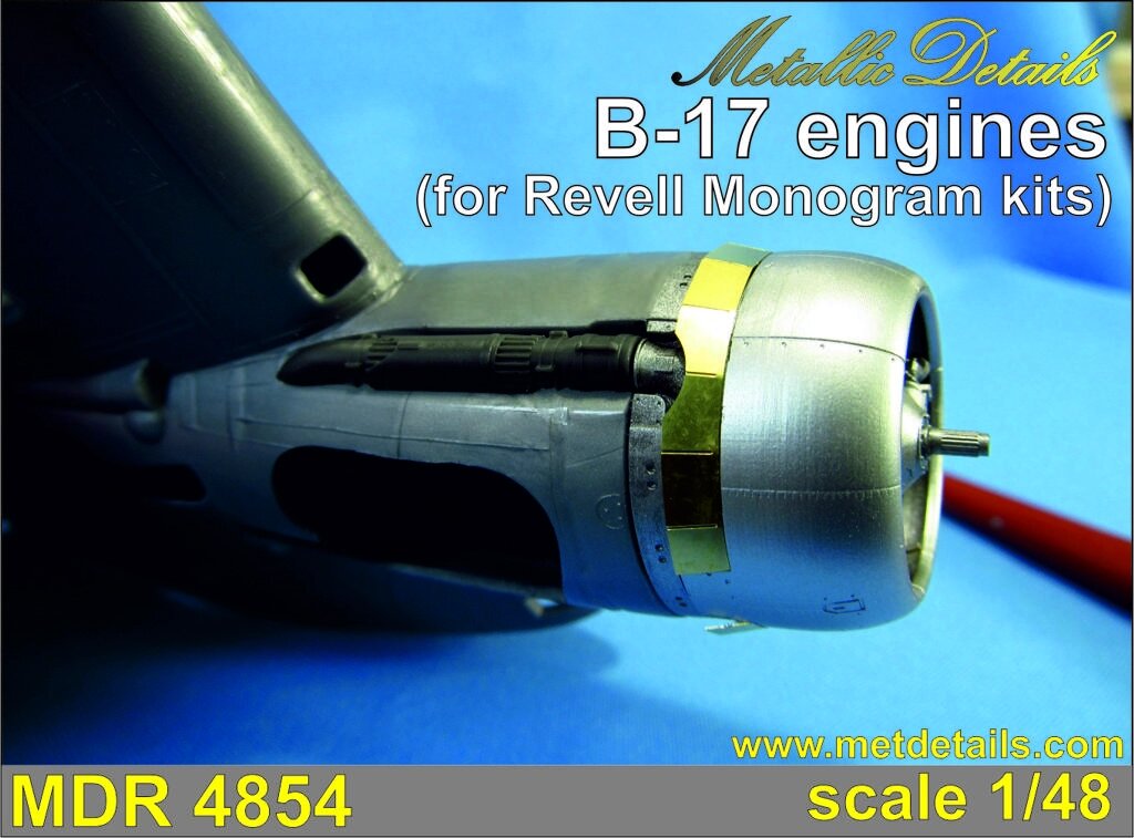 Деталировка для літака В-17. Двигуни. 1/48 METALLIC DETAILS MDR4854 від компанії Хоббінет - збірні моделі - фото 1