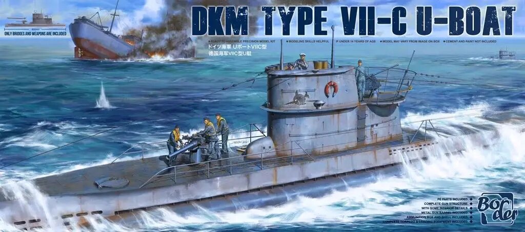 DKM Type VII-C U-Boat, верхня палуба німецького підводного човна в масштабі 1/35. BORDER MODEL BS-001 від компанії Хоббінет - збірні моделі - фото 1
