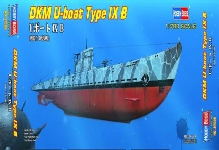 DKM U-boat Type IX B. Збірна модель підводного човна в масштабі 1/700. HOBBY BOSS 87006 від компанії Хоббінет - збірні моделі - фото 1