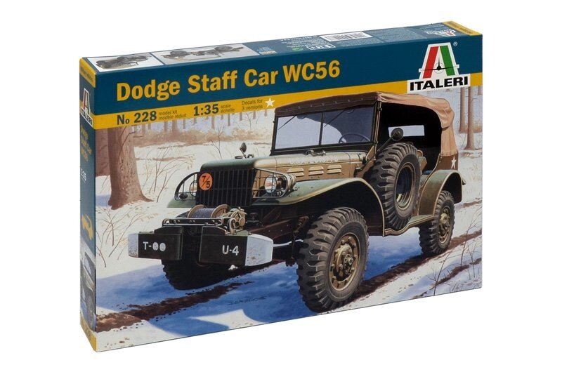 Dodge Staff Car WC56. Збірна модель військового автомобіля в масштабі 1/35. ITALERI 228 від компанії Хоббінет - збірні моделі - фото 1