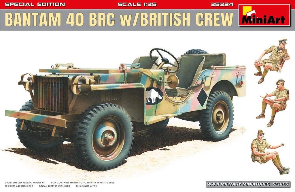 Джип BANTAM 40 BRC з британським екіпажем. Збірна модель в масштабі 1/35. MINIART 35324 від компанії Хоббінет - збірні моделі - фото 1