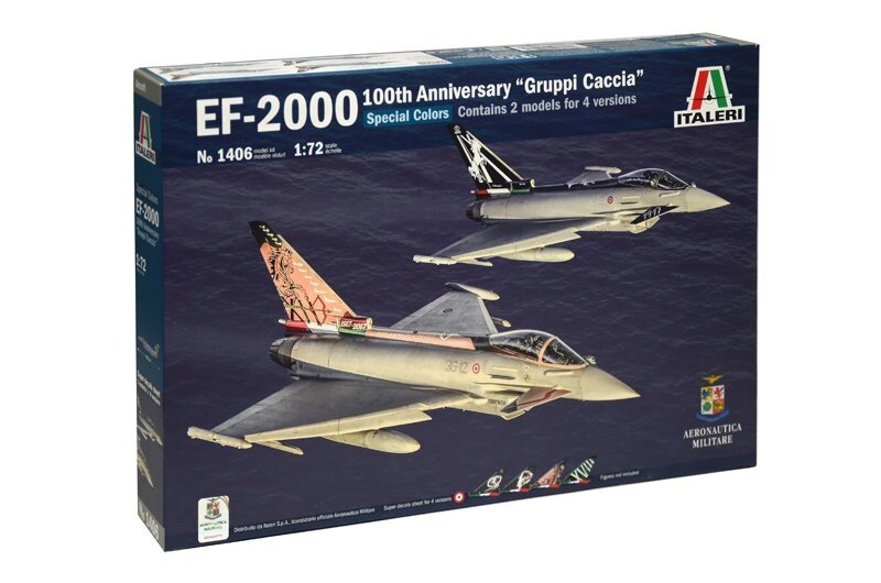 EF-2000. Пластикова модель (в наборі 2 моделі) багатоцільового бойового літака в масштабі 1/72. ITALERI 1406 від компанії Хоббінет - збірні моделі - фото 1