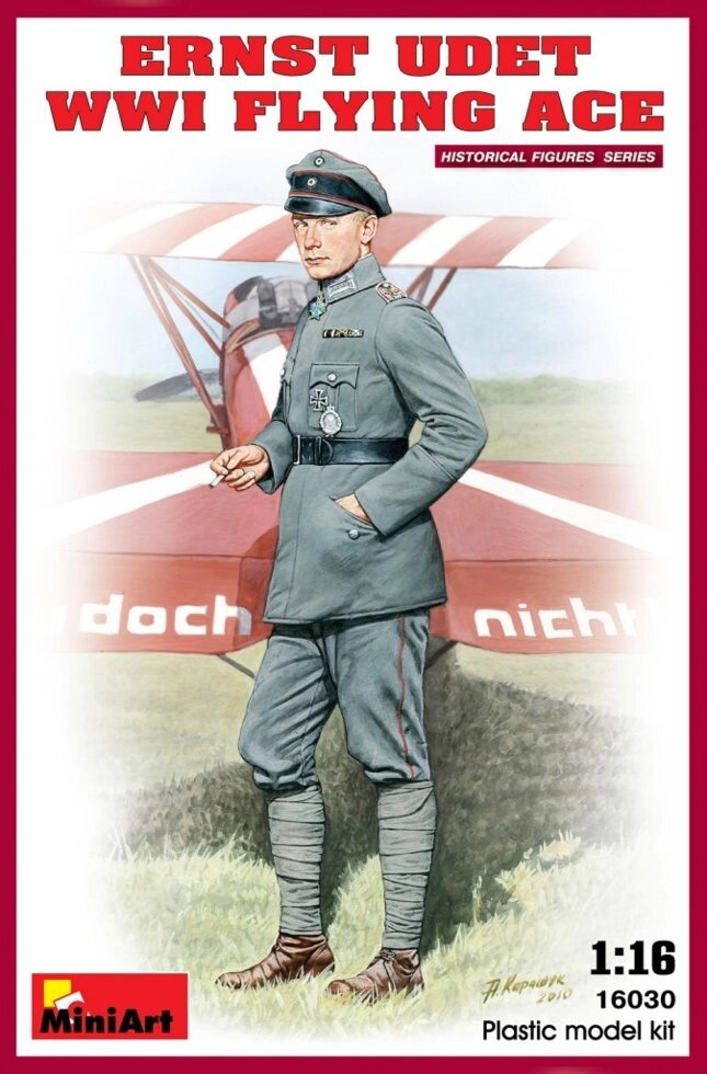Ернст Удет. Німецький льотчик-ас Першої світової війни. Фігура в масштабі 1/16. MINIART 16030 від компанії Хоббінет - збірні моделі - фото 1