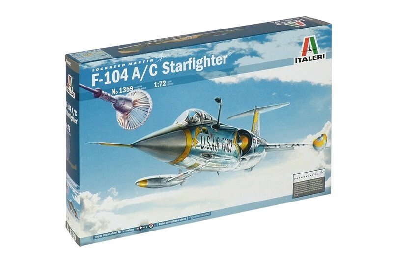 F-104 A/C STARFIGHTER. Сборная модель перехватчика в масштабе 1/72. ITALERI 1359 від компанії Хоббінет - збірні моделі - фото 1