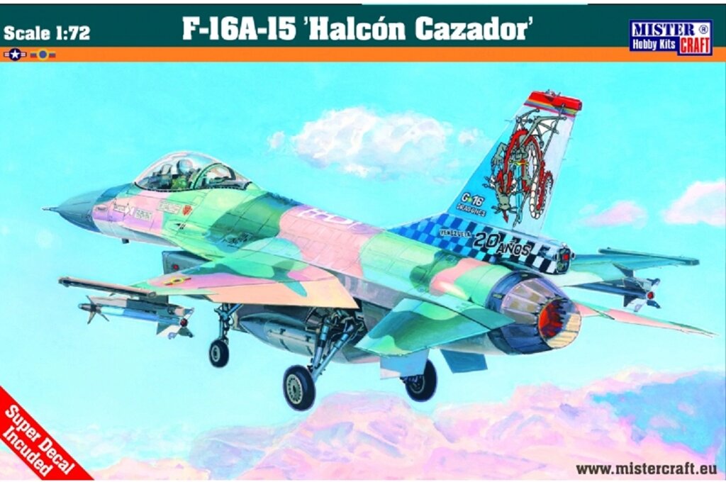 F-16A-15 "Halcon Cazador". Збірна модель літака в масштабі 1/72. MISTER CRAFT D-34 від компанії Хоббінет - збірні моделі - фото 1