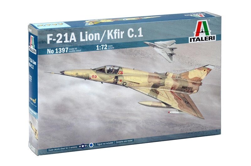 F-21A LION / KFIR C.1. Збірна модель літака в масштабі 1/72. ITALERI 1 397 від компанії Хоббінет - збірні моделі - фото 1