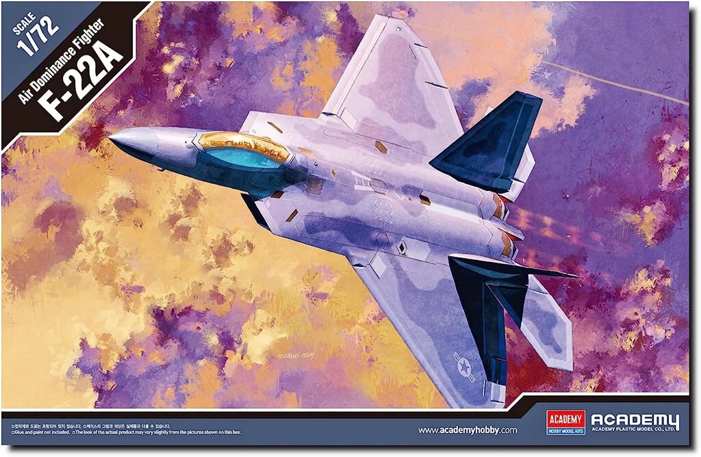 F-22A Raptor Air Dominance Fighter. Збірна модель літака у масштабі 1/72. ACADEMY 12423 від компанії Хоббінет - збірні моделі - фото 1