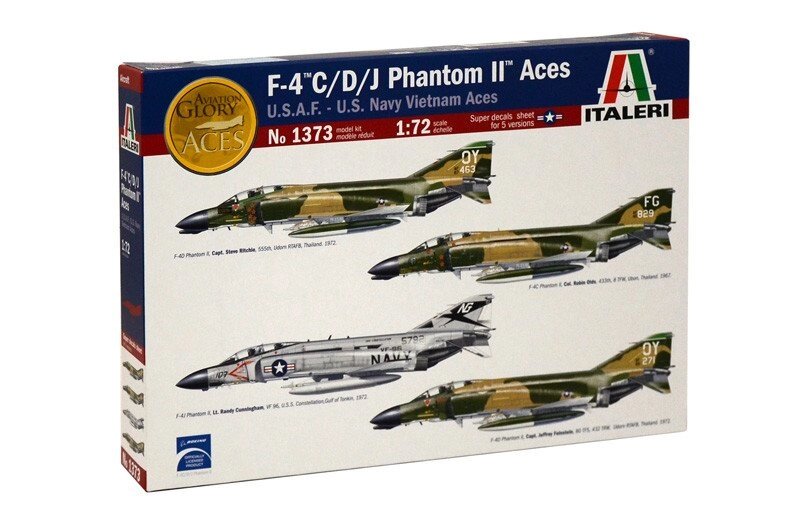 F-4 C / D / J PHANTOM II ACES USAF-US Navy Vietnam ACES. Збірна модель літака. 1/72 ITALERI 1373 від компанії Хоббінет - збірні моделі - фото 1